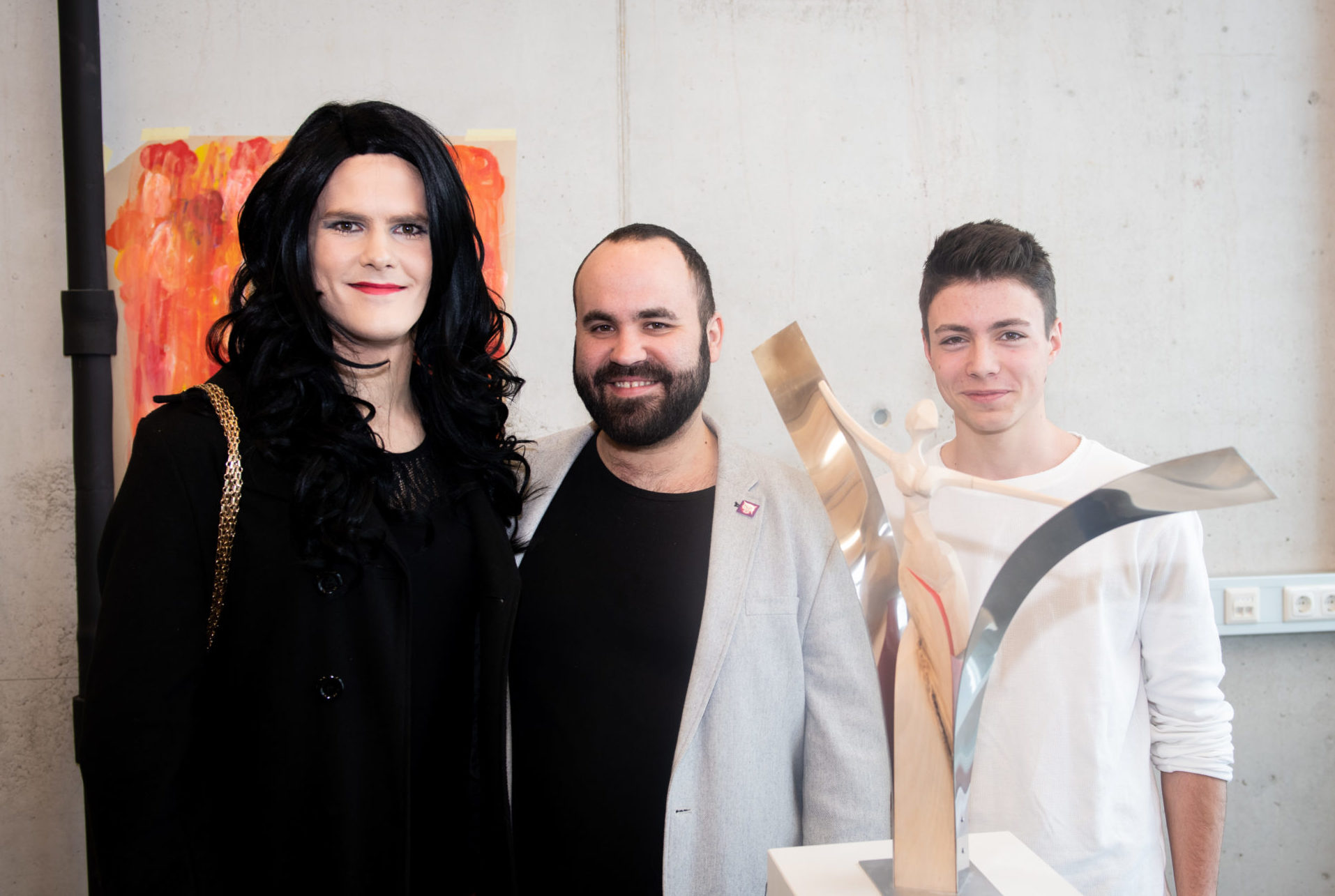 Kontestantin-Miss-Tuntenball-Anna-Conda,-Tuntenballorganisator-Joe-Niedermayer,-Gewinner-Sammy-Sackel-Foto-Andy-Joe Kontestantin-Miss-Tuntenball-Anna-Conda,-Tuntenballorganisator-Joe-Niedermayer,-Gewinner-Sammy-Sackel-Foto-Andy-Joe